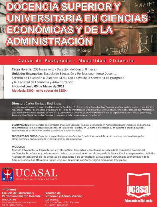 Docencia Superior y Universitaria en Ciencias Económicas y de la Administración
