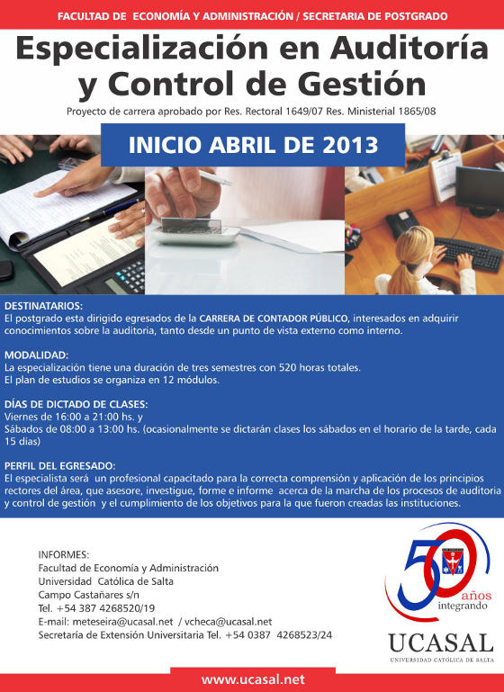 Flyer Postgrado Especialización en Auditoría y Control de Gestión