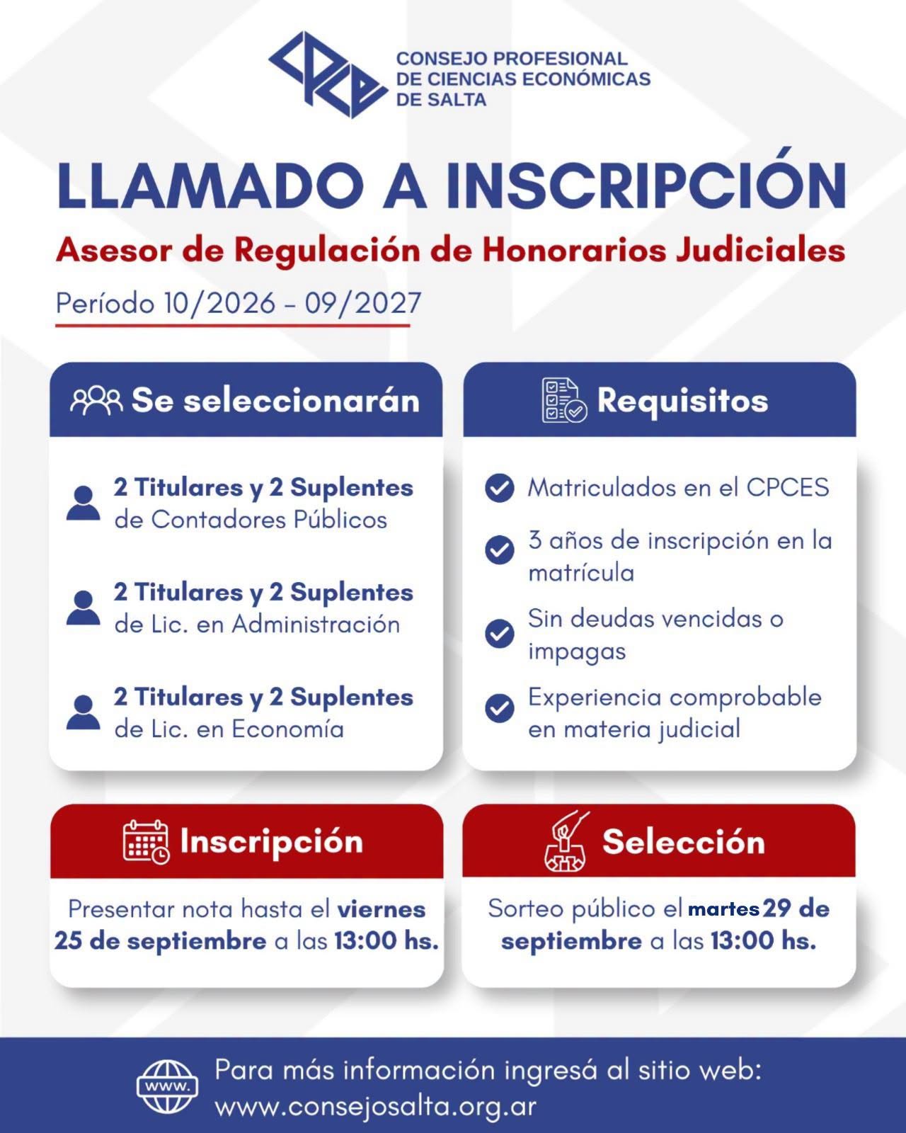 LLAMADO A INSCRIPCIÓN