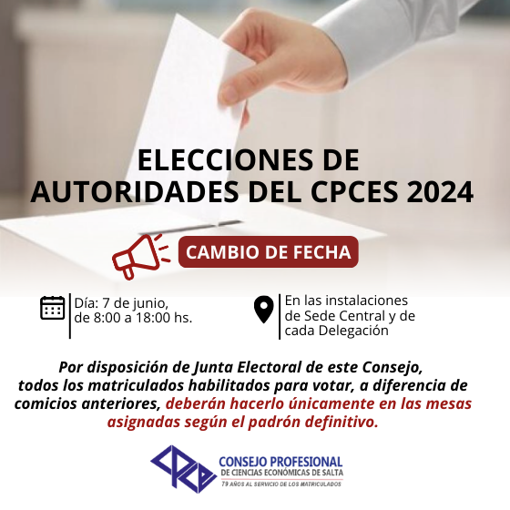 ELECCIONES DE AUTORIDADES DEL CPCES 2024