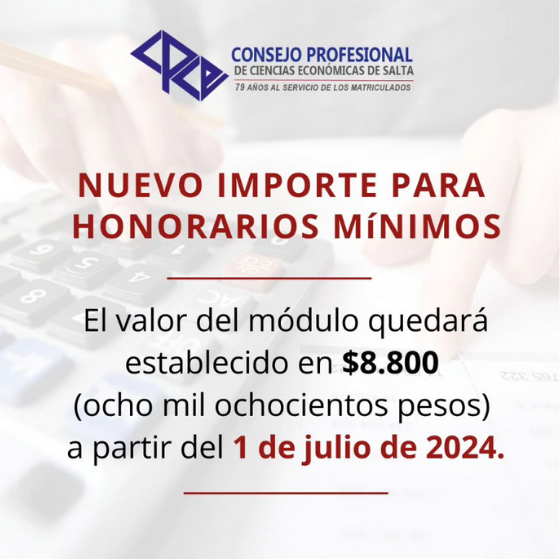 NUEVO IMPORTE PARA HONORARIOS MÍNIMOS