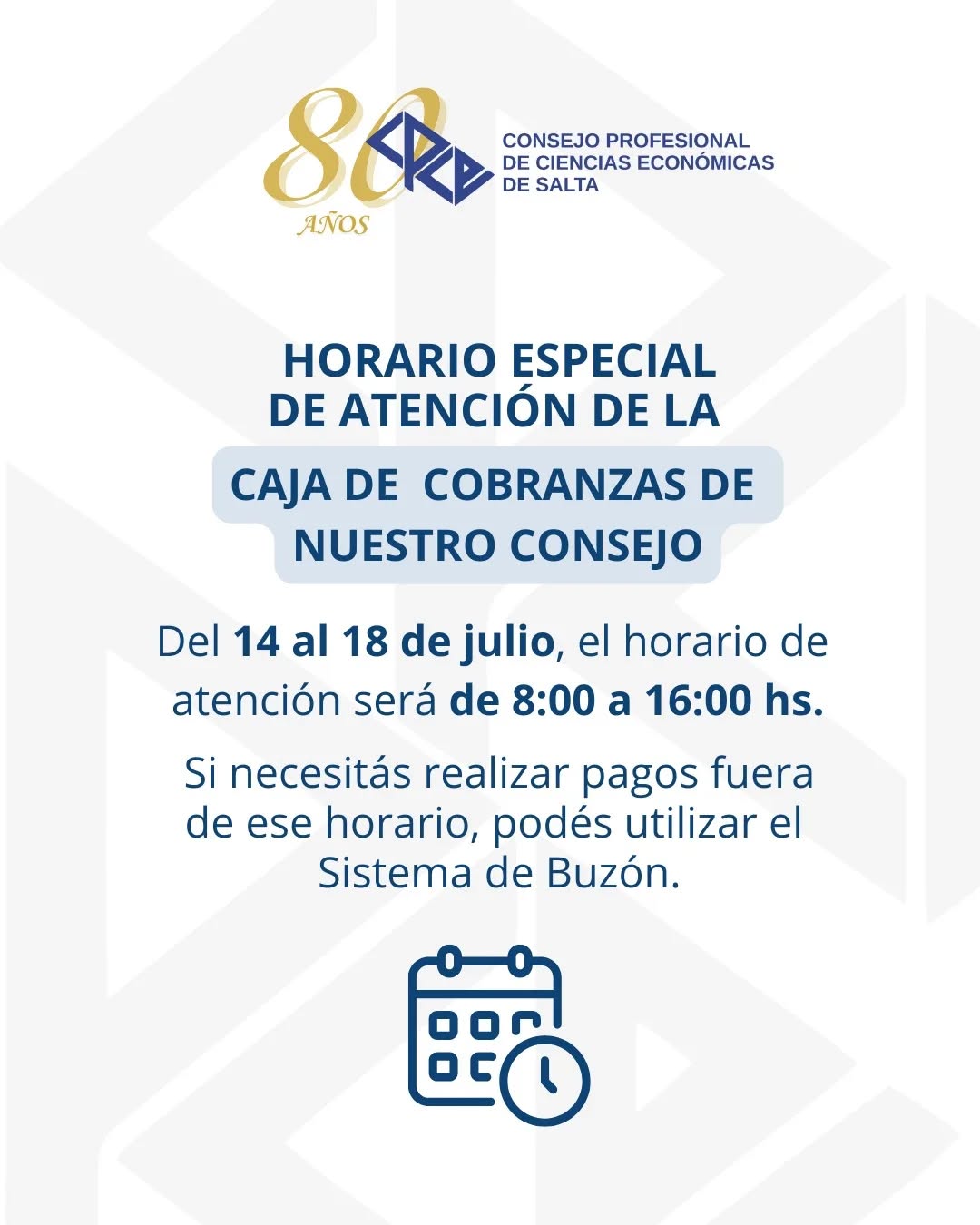 HORARIO DE ATENCION DE LA CAJA DEL CONSEJO