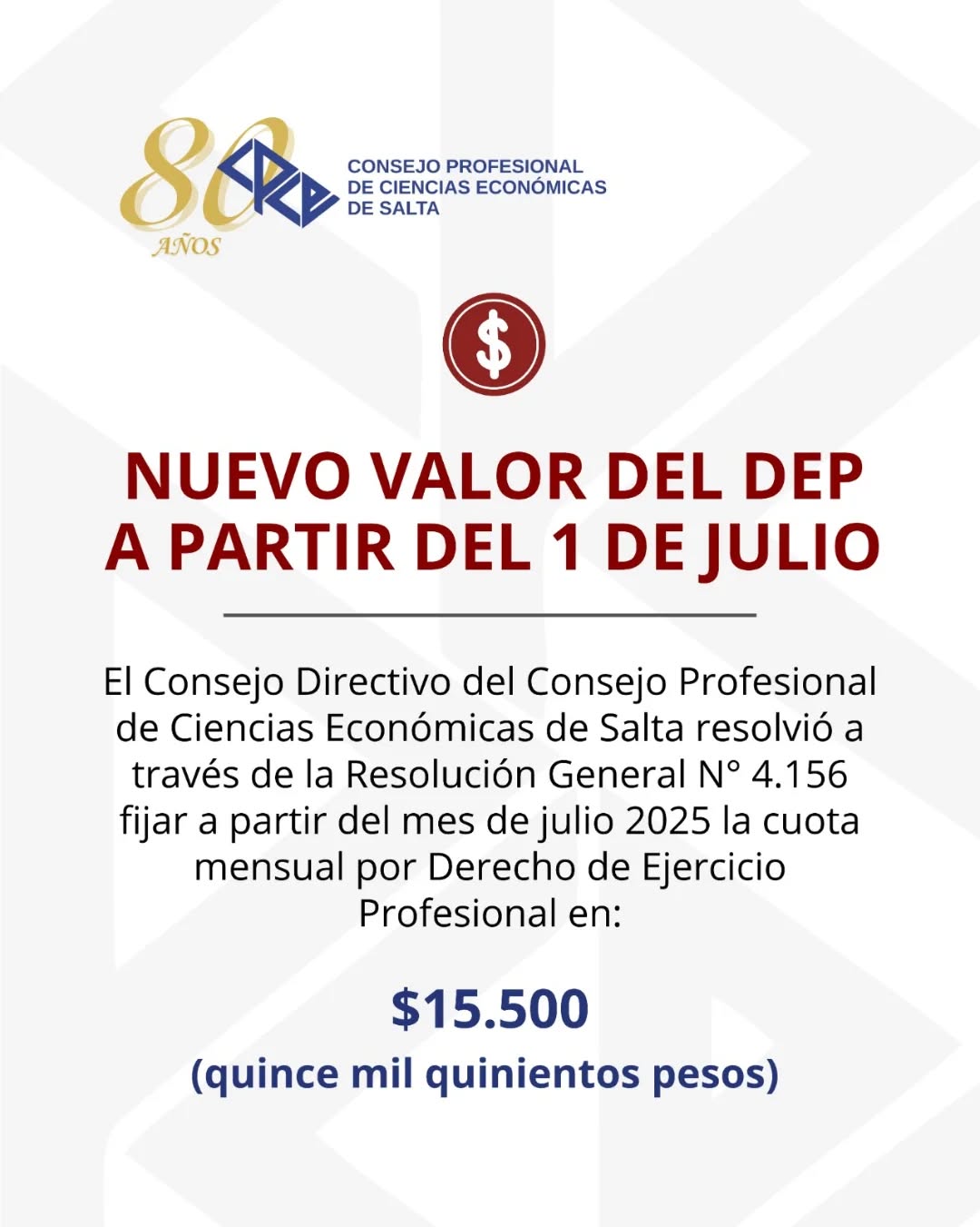 Nuevo valor del DEP