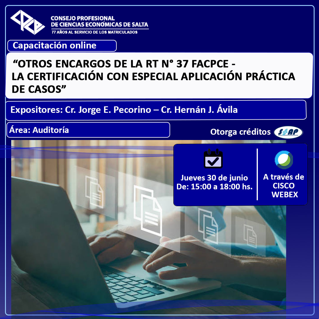 Capacitación online: “Otros encargos de la RT N° 37 FACPCE – La ...