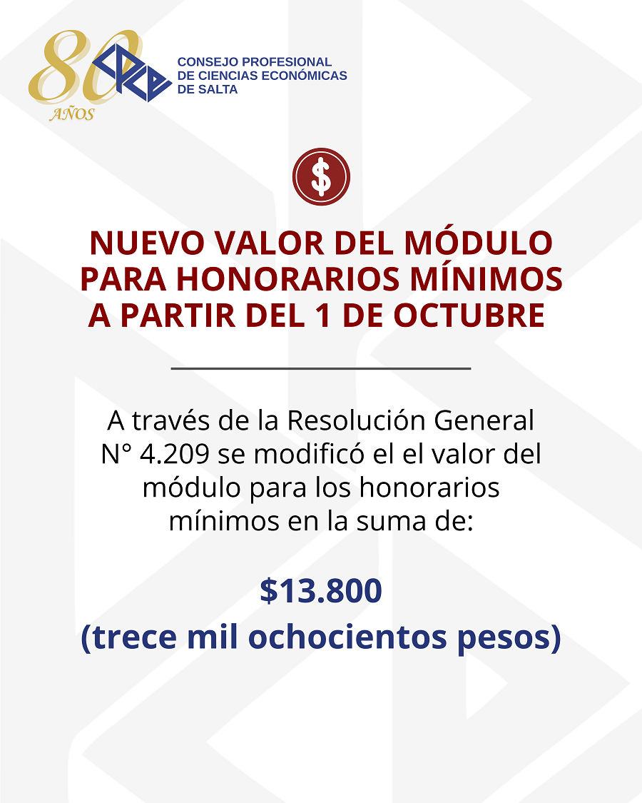 NUEVO VALOR DEL MODULO DE HONORARIOS MINIMOS