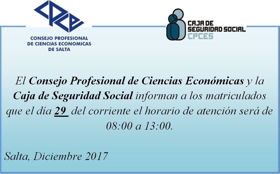 29 de Diciembre, Horario Reducido