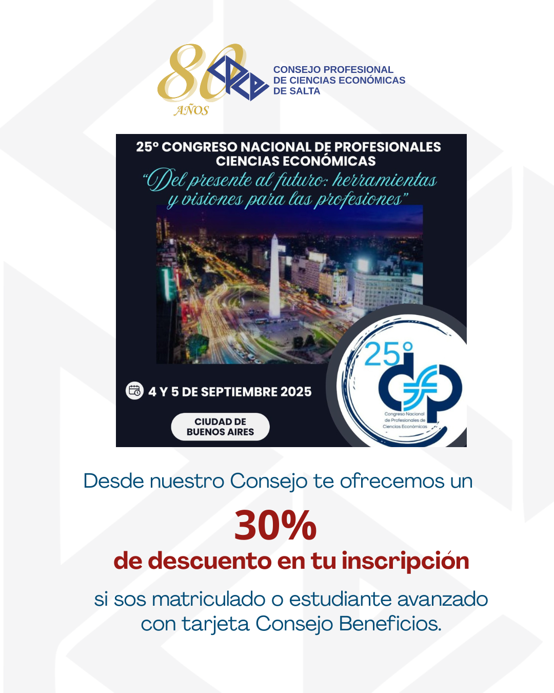 Descuento para el 25 Congreso Nacional